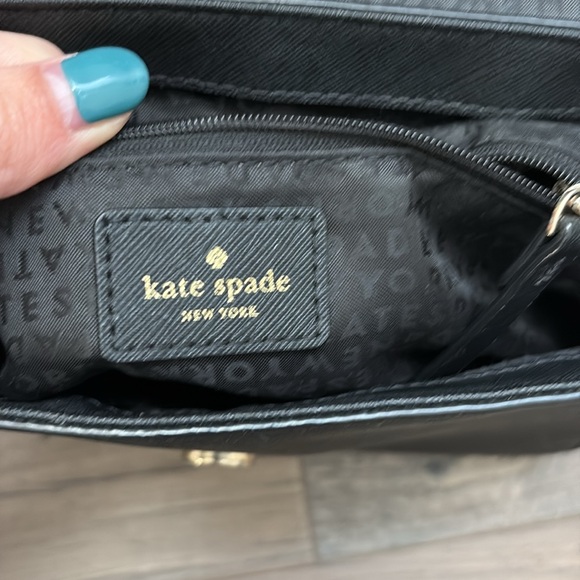 KATE SPADE Black Leather Flap Crossbody Handbag Satchel Newbury Lane Brynlee - Picture 6 of 11